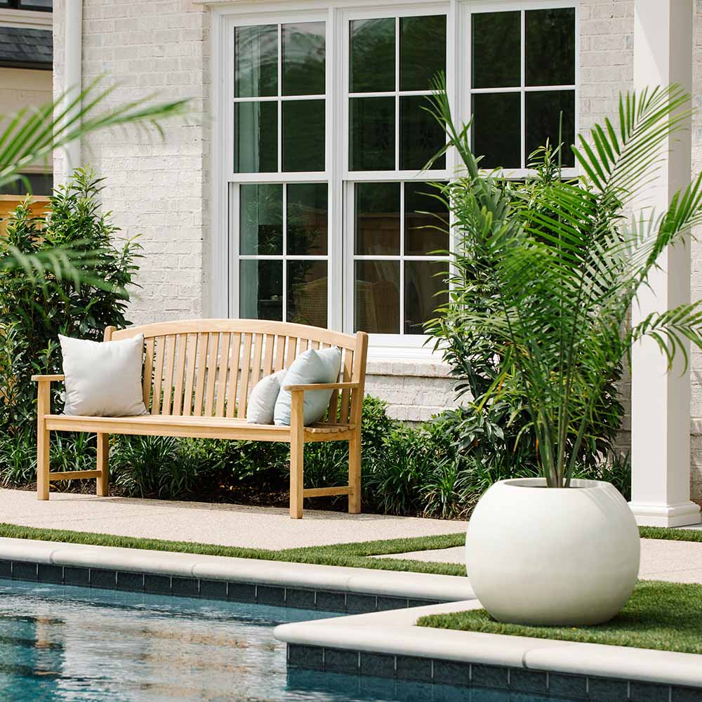 Ash & Ember Onyx 24" D Ceramic Indoor Outdoor Round Sphere Planter, Satin Ivory, Home Décor Evergreen Weather Resistant Modern Planter Pot, Seamless Herb & Seasonal Flower Garden Box