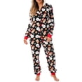 thumbnail image 1 of Diconna Pyjamas de Noël Femme Col Rond Manches Longues Zip en Molleton Combinaison à Capuche Hiver Vêtements de Nuit, 1 of 4