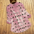 thumbnail image 2 of 50% Off Clear! asdoklhq Womens Plus Size Clearance Tops,Women Casual Cat Print Long Sleeve V-Neck Button Loose Shirt Top Blouse, 2 of 4