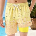 thumbnail image 2 of FASHOFT Blue Ice Cream Boys Swim Trunks with Compression Liner Baby Toddler Kids Swimwear Summer Beach Board Shorts Yellow2 5-6 Years, 2 of 5