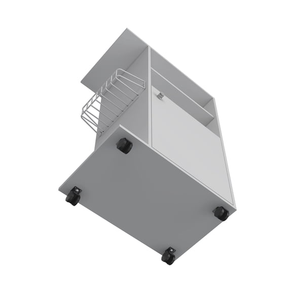 Newboti Furniture Kitchen Cart Kryot, Single Door Cabinet, Four Casters, White Finish 41249