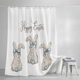 thumbnail image 4 of Happy Easter Rabbits Extra Long Shower Curtain Set, Waterproof Shower Curtains for Bathroom, Spring Bunny Flowers Love Watercolor Washable Fabric Bath Curtain for Bathtub with Hooks 72x96 Inches, 4 of 9