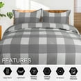 thumbnail image 5 of PiccoCasa 3Pcs All Season Plaid Bedding Comforter Set Queen White Gray, 5 of 7