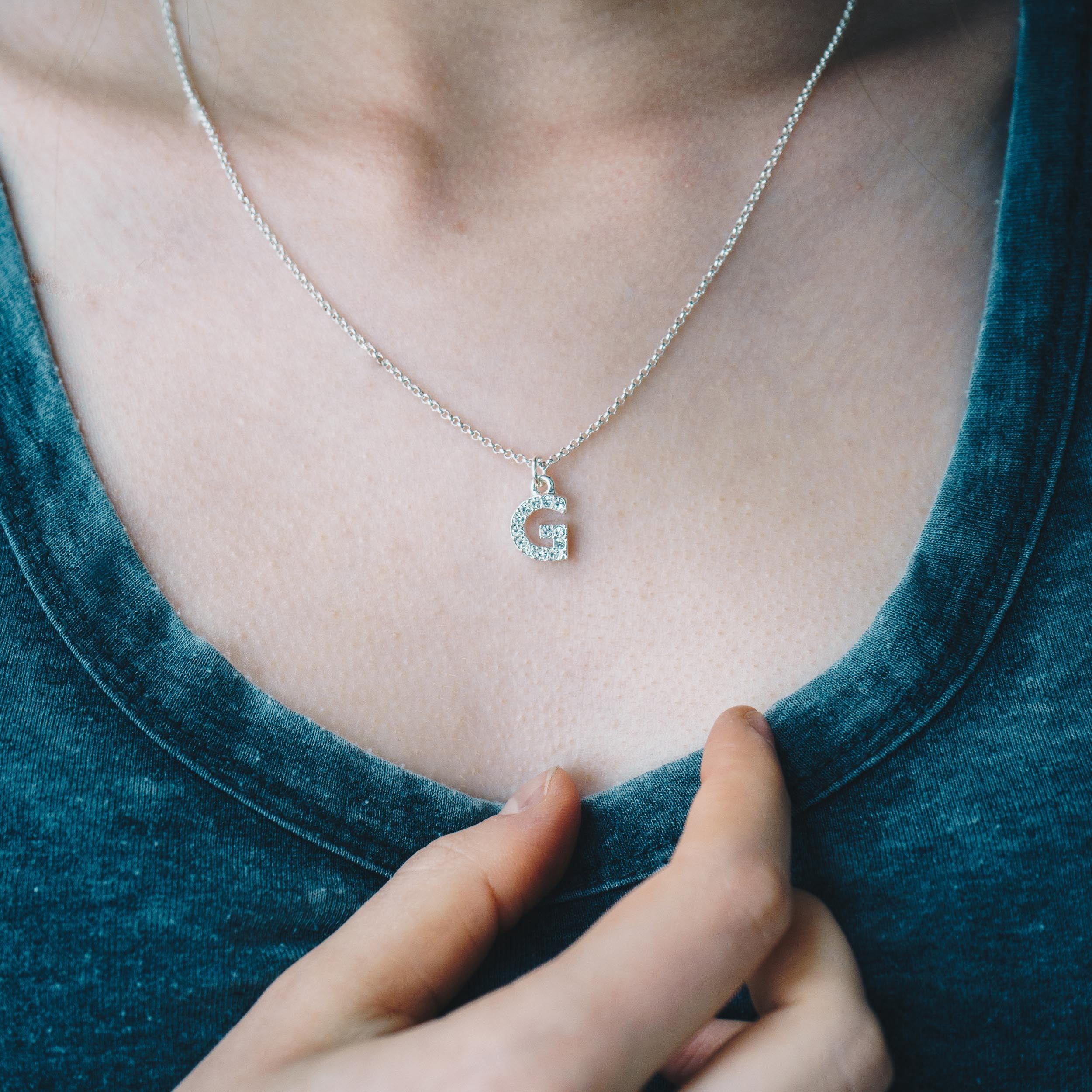 Pave Initial Necklace Letter G Created 