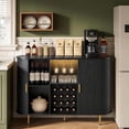 thumbnail image 2 of 55" Wine Bar Cabinet with Storage, Fluted Liquor & Coffee Bar Cabinet with Wine Rack and Glass Holder, Buffet Sideboard with LED Lights for Home Kitchen Living Dining Room (Black), 2 of 7