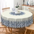 thumbnail image 3 of Nanqianyi 60 Inch Round Tablecloth,Blue Damask Pattern,Washable Wrinkle Resistant Table Cover, 3 of 7