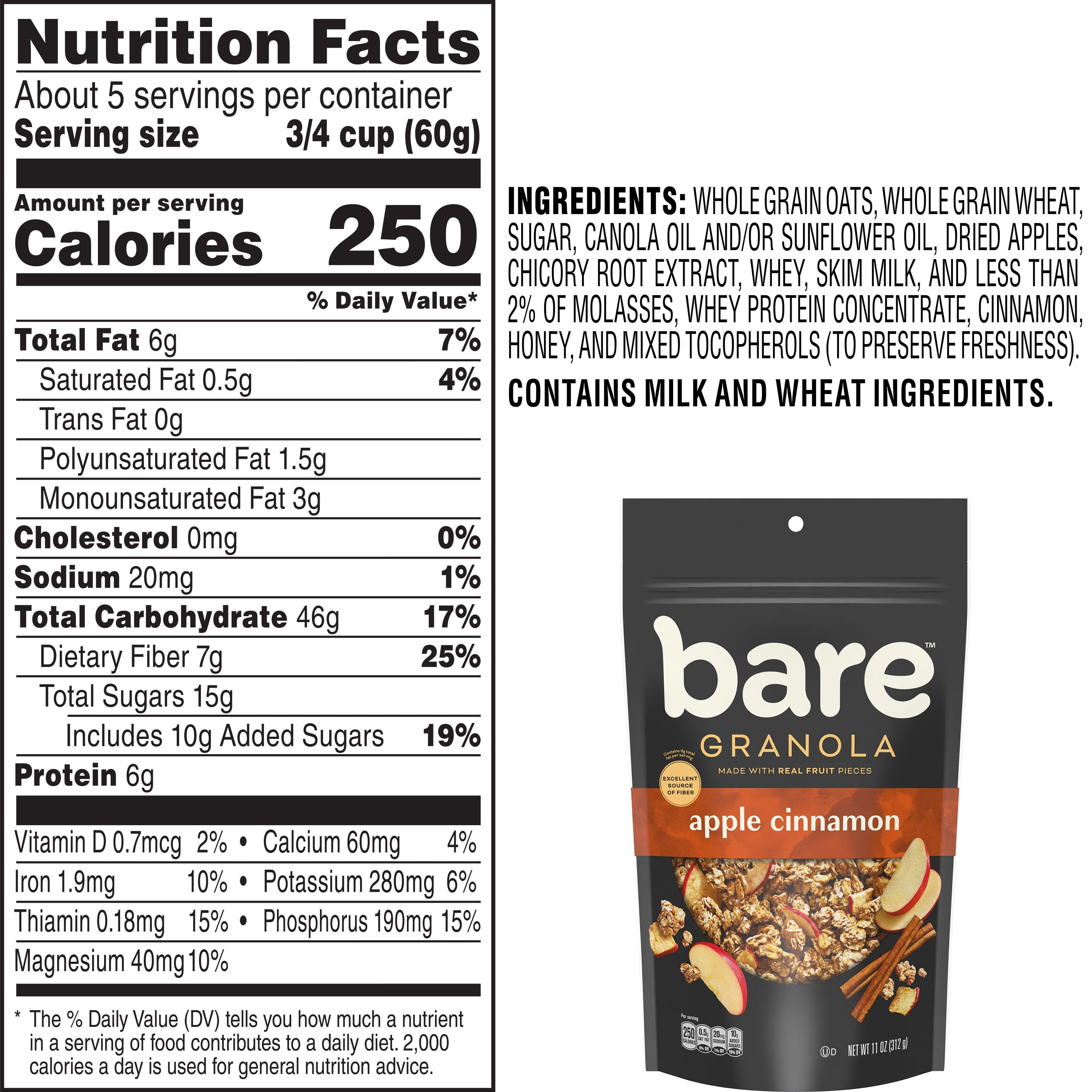 Bare Granola Apple Cinnamon Flavor, 11 oz Bag