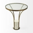 thumbnail image 2 of Mercana Jacinta II 21" Round Glass Top Marble Pedestal End Table in White, 2 of 8