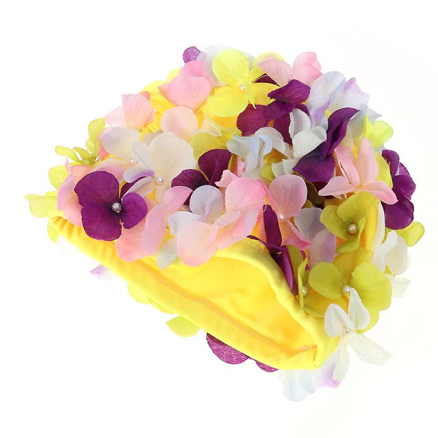 Gorro de baño elegante con diseño de pétalos florales para mujer XCF talla L colorido