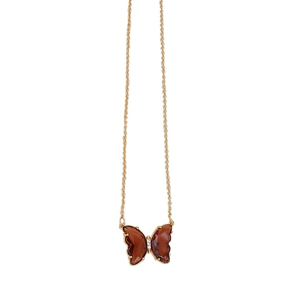 PVCS Ladies Fashion Multicolor Butterfly Necklace Crystal Clavicle Chain Pendant