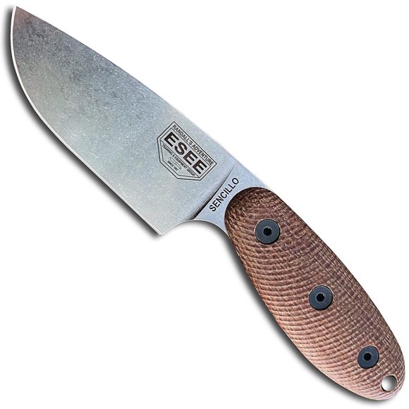 ESEE Sencillo Fixed Blade Survival Knife w/Brown Micarta Handle, and Kydex Sheath (MagnaCut)