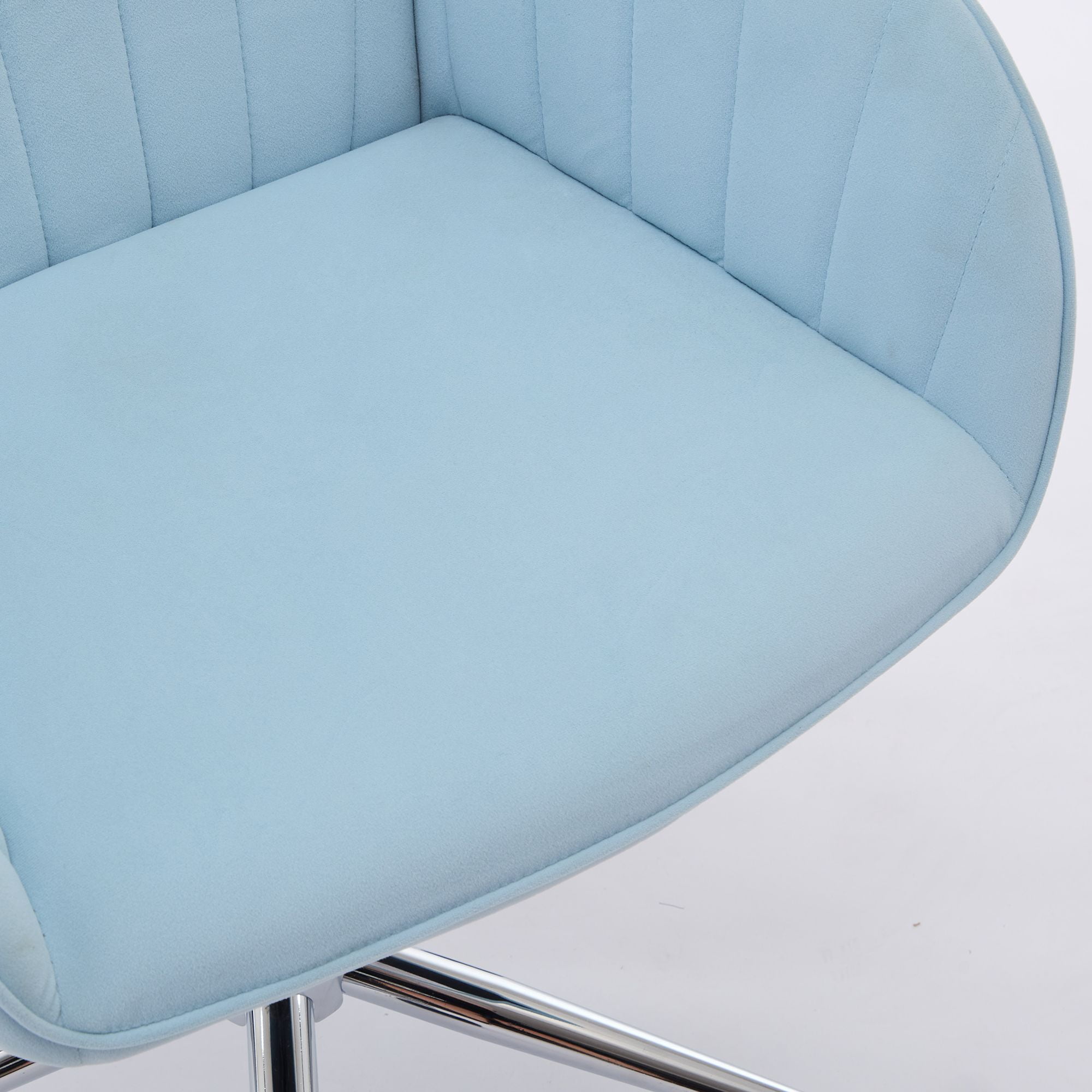 Baby Blue Velvet Ergonomic Office Chair - Adjustable Swivel Task Chair with Lumbar Support - Comfortable Home & Bedroom Desk Chair - Sturdy Silver Base - Ideal for Workspaces