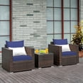 thumbnail image 1 of Gymax 3PCS Rattan Patio Outdoor Conversation Furniture Set w/ Navy Cushions, 1 of 10