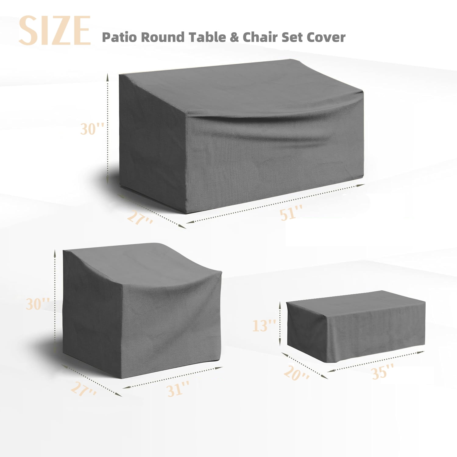 Patio Furniture Covers for 4-Piece Furniture Set, Heavy-Duty Waterproof Outdoor Furniture Covers, Include 2 Armchair Covers, 1 Sofa Cover, 1 Coffee Table Cover, Gray