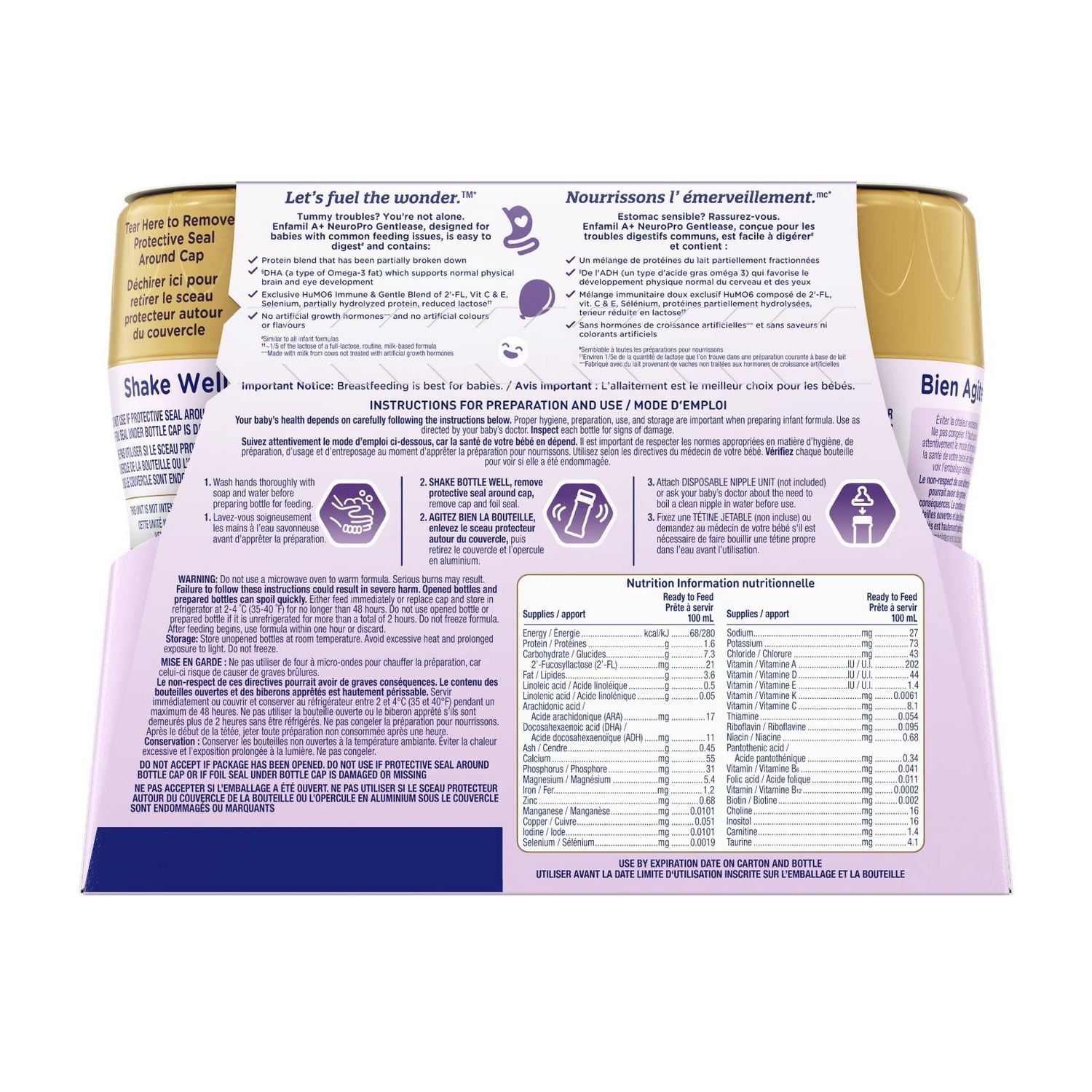 NeuroPro™ Gentlease, Baby Formula, 0-12 months, Ready to Feed Bottles, 237mL x 6ct