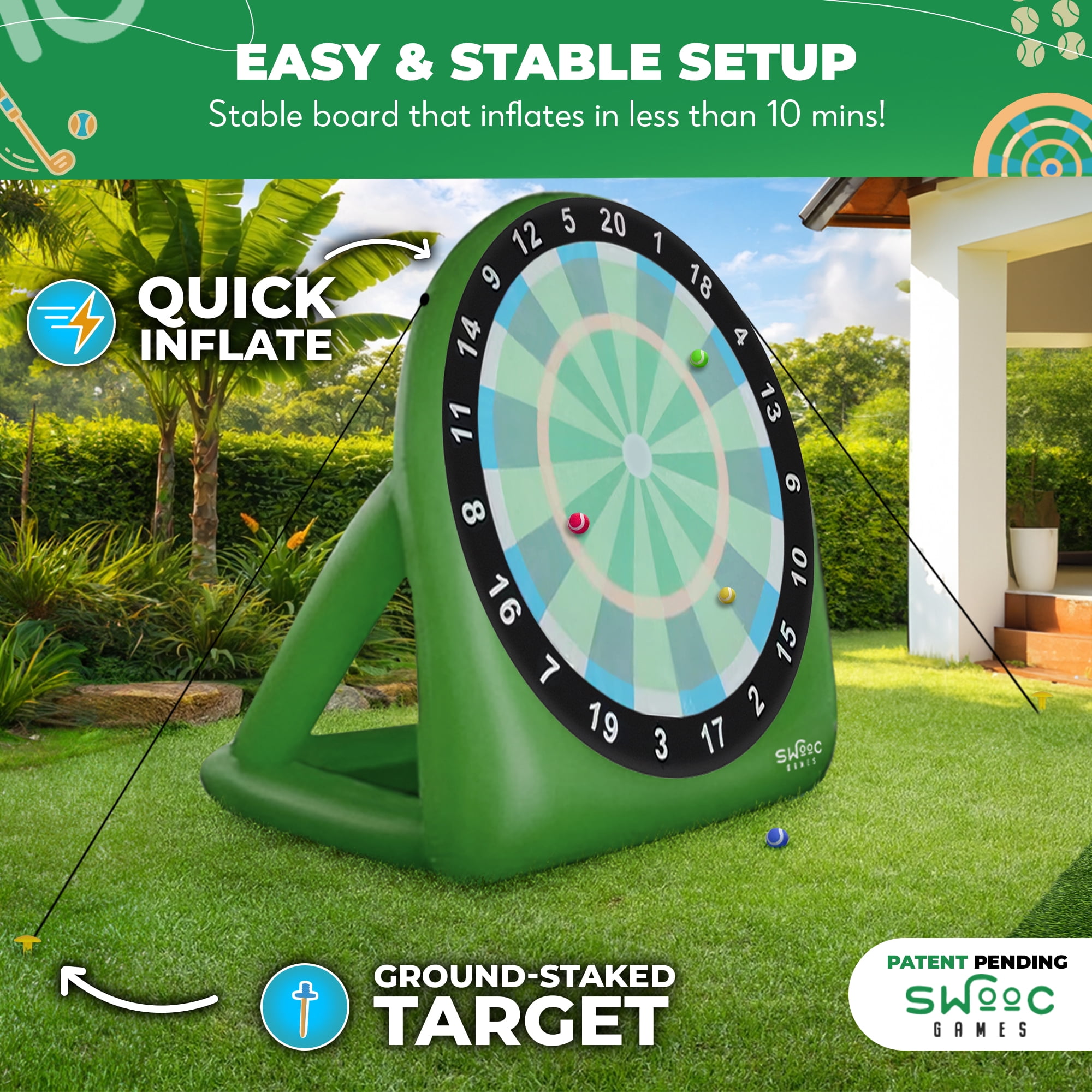 XL Bull Chipper™ | Giant Golf Darts w/ 10+ Golf Games and Air Pump