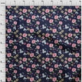 thumbnail image 3 of oneOone Cotton Poplin Navy Blue Fabric Flower & Leaves Watercolor Diy Clothing Quilting Fabric Print Fabric By Yard 56 Inche Wide, 3 of 4