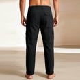 thumbnail image 4 of Mens Cotton Linen Golf Dress Pants with Cargo Pocket Classic Fit Flat Front Hidden Expandable Waist No Iron Wrinkle Free Business Casual formal Work to Weekend Big and Tall Size M-3XL Black, 4 of 5