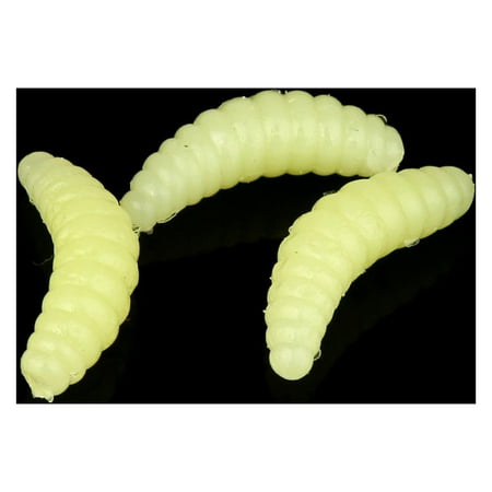 Reayehane Fishing 50Pcs 2.2Cm Maggot Grub Soft Lure Baits Worms Shrimps Fishing Lures (Beige )