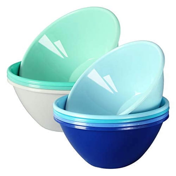 Youngever 32 ounce Plastic Bowls, Large Cereal Bowls, Large Soup Bowls, Microwave Safe, Dishwasher Safe, Set of 9 (9 Coastal Colors)