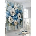 thumbnail image 3 of Fsddascl Hydrangeas Flower Shower Curtain Set - Extra Long 72" x 96" Washable Curtain with 12 Hooks, Blue White Floral Country Oil Painting Waterproof Fabric Stall Shower Curtains for Bathroom, 3 of 6