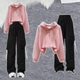 thumbnail image 4 of CHENge Girls Fall Outfits Size 10-12,Casual Comfort Long Sleeve Tops With Joggers Pants Teen Hoodie Pullover Sweatshirt for Women 2 Piece Set(Z11-Pink,S/1), 4 of 5