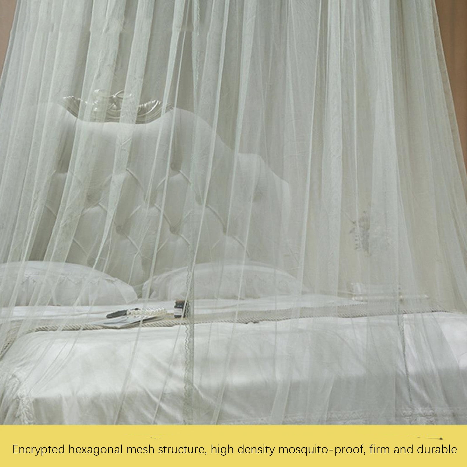 Girls Mosquito Net for Bed Large Dome Hanging Bed Net Curtain Bed Canopy Lace Tent Bedding, for 1.2M - 1.8M Bed Universal Size