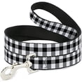thumbnail image 1 of Buckle-Down Pet Leash - Buffalo Plaid Black White, 1 of 1