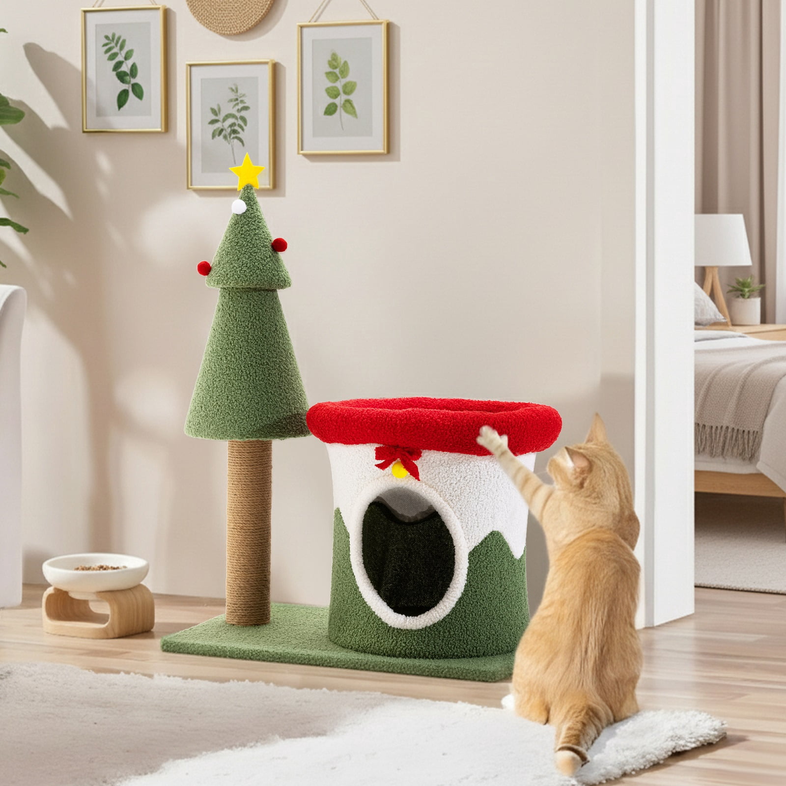PERIMIDOME 30''Cat Tree Condo with Scratching Post,Cat Furniture for Indoor Cats