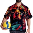 thumbnail image 4 of Retro Dog Men's Short Sleeve Poplin Beach Shirts, Casual Printed Button Down Summer Hawaiian Shirt - Unisex, 4 of 6