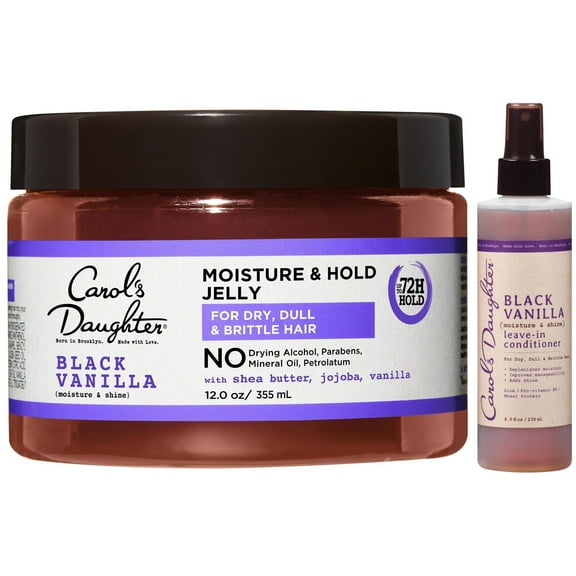 Carol's Daughter Black Vanilla Leave in Conditioner Spray and Black Vanilla Moisture and Hold Hair Styling Gel with Shea Butter