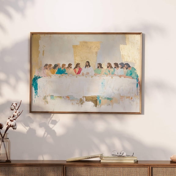 Last Supper Wall Art, Print Watercolor Style Jesus Print, Spiritual Bible Art, Minimal Modern Christian Wall Home Decor, Home Decor, Vintage Gift, Home Decor, Poster Only
