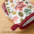 thumbnail image 6 of MARTHA STWEART Autumn Harvest Falling Leaves Mini Oven Mitt 2-Pack Set, 100% Cotton with Decorative Non-Slip Silicone Grip, Heat Resistant, Tan/Red/Green, 5.5"X8", 6 of 8