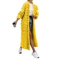 thumbnail image 2 of NAMTYQX Womens Sweater Jacket Warm Fringed Womens Cardigan Sweaters Knit Open Front Cute Long Sleeve Solid Color Yellow Size XL, 2 of 5
