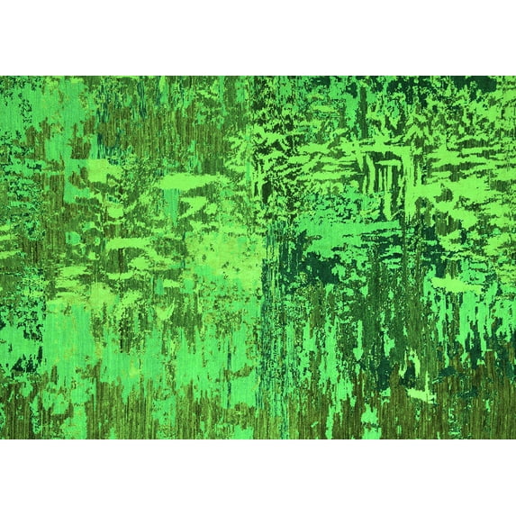 Ahgly Company Indoor Rectangle Abstract Green Modern Area Rugs, 2' x 4'