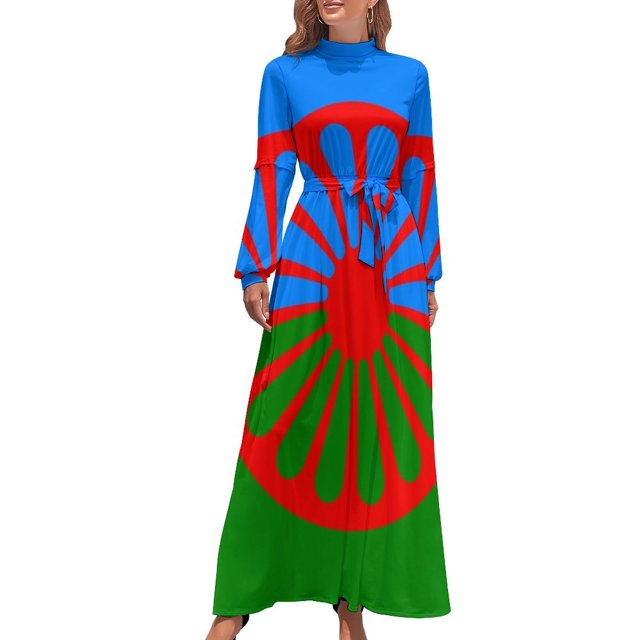 Vestido largo con bandera romaní para mujer, vestidos de mujer para verano 2024, vestidos de fiesta elegantes para mujer 2024, vestido suelto para mujer