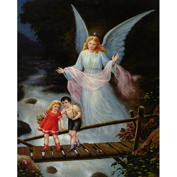 Catholic print picture - Guardian Angel 9 - 8" x 10" ready to be framed
