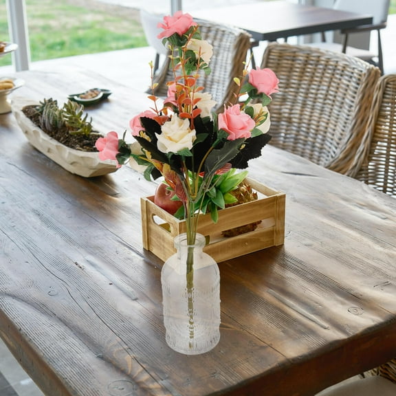 WHAMVOX 3 Pcs Retro Decor Plant Embossed Glass Vase Flower Arrangement Vase 6x6x12.5cm