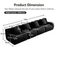 thumbnail image 2 of 4-Seat Boneless Sofa, High-Quality Teddy Fabric, No assembly Required Curved Armrest, Anti-slip Design, 32D High Density Sponge Full Compression Vacuum Packag for Studies Iiving Rooms (Black), 2 of 11