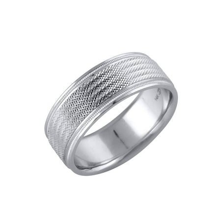 14K White Gold Textured Mens Band (The Best Engagement Rings Brands)