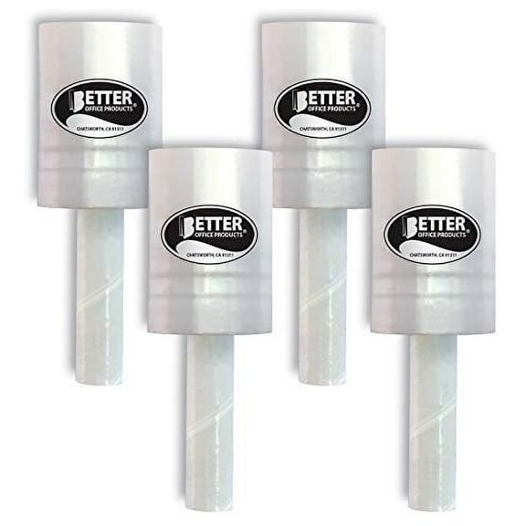 4 Pack Mini Stretch Wrap with Easy Grip Handle, Self-Dispensing, 5 in x 1000 ft Per Roll, 80 Gauge, Mini Shrink Wrap, Industrial Mini Stretch Wrap Film, for Moving and Shipping, 4 Pack