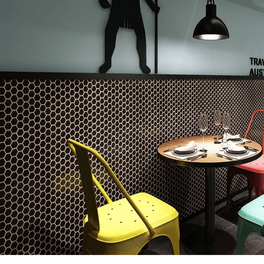 The Tile Life Honeycomb 2" x 2" Black Porcelain Mosaic Floor and Wall Tile, 1 Piece