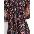 thumbnail image 3 of Vintage Chic Women Floral Print Batwing Sleeve Beach Bohemian Maxi Dresses Robe Ladies V-neck Summer Boho Dress Vestidos, 3 of 6