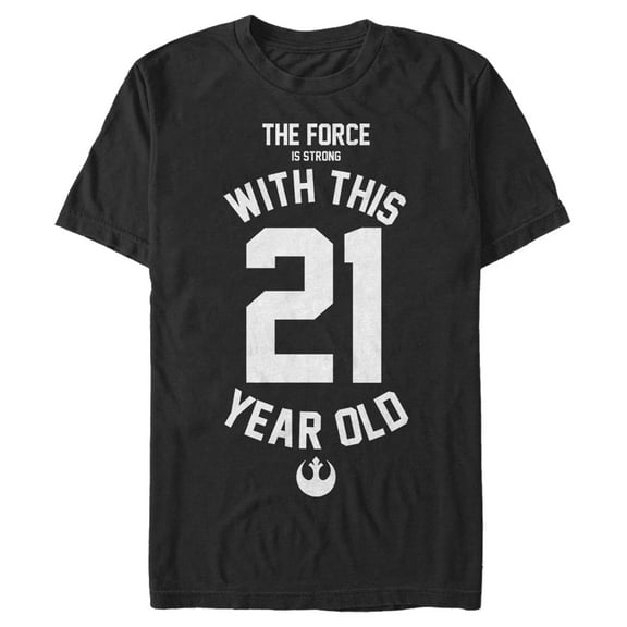 Men's Star Wars Force Is Strong With This 21 Year Old Rebel Logo  Graphic Tee Black 2X Large