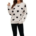 thumbnail image 1 of Women Valentine's Day Sweater Trendy Heart Lips Print Y2k Knit Sweater Crewneck Kawaii Sweater Fall Winter Harajuku Sweater (Black, M), 1 of 7
