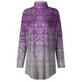 thumbnail image 5 of TQWQT Women Turtleneck Shirt Loose Fit Floral Print Tunic Top Long Sleeve Plus Size Shirt Fall Turtleneck T Shirts Trendy Curved Hem Graphic Tee Purple M, 5 of 5