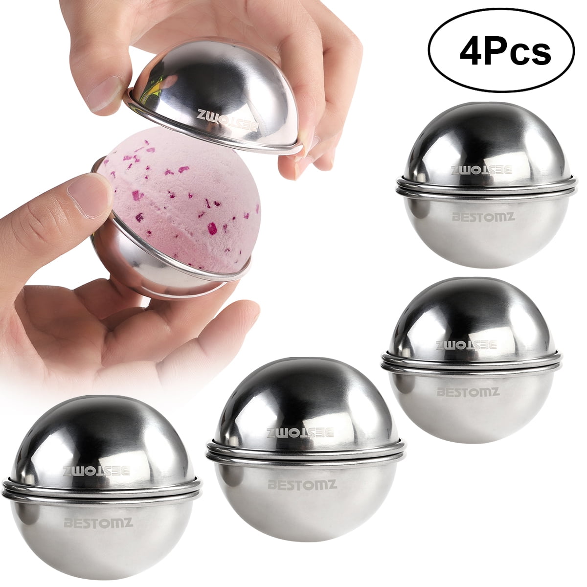 Frcolor 8Pcs Stainless Steel Bath Bomb Mold DIY Make Bath Bombs 6.5cm/ 7cm for Crafting Your Own