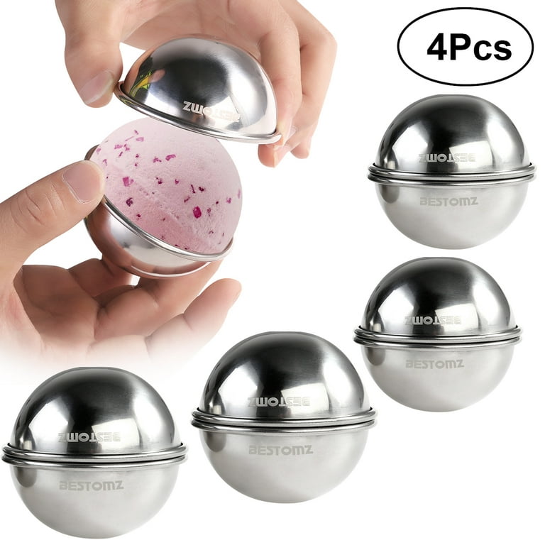 HEMOTON 8pcs Stainless Steel Bath Bomb Mold DIY Make Bath Bombs 6.5cm/ 7cm  for Crafting Your Own Fizzles