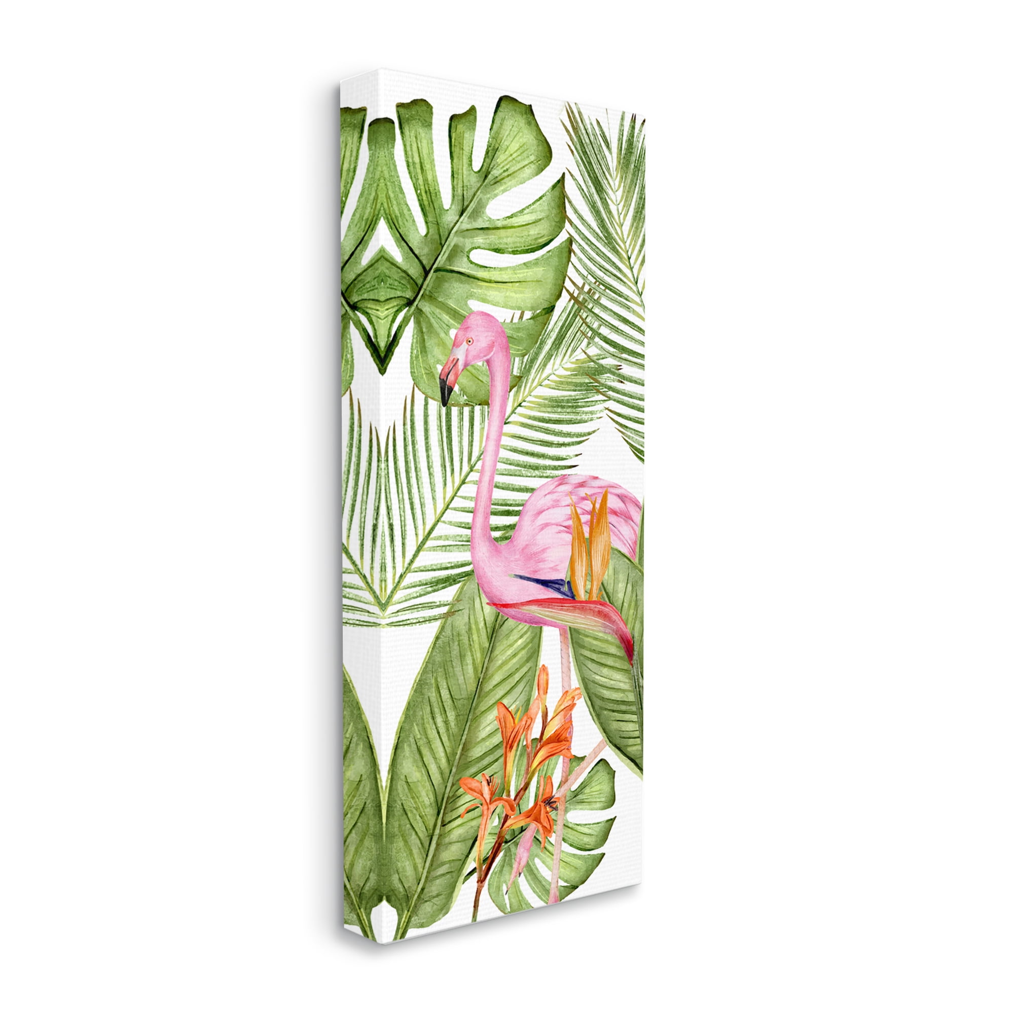 Stupell Industries Tropical Plants & Flamingo Animals & Insects Painting Gallery Wrapped Canvas Print Wall Art, 20 x 48