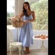 thumbnail image 4 of Vestido de Verano con Cuello en V para Mujer, A Rayas, Estilo Bohemio, para Playa, con Tirantes Finos y Lazo en la Espalda. Azul XL, 4 of 10